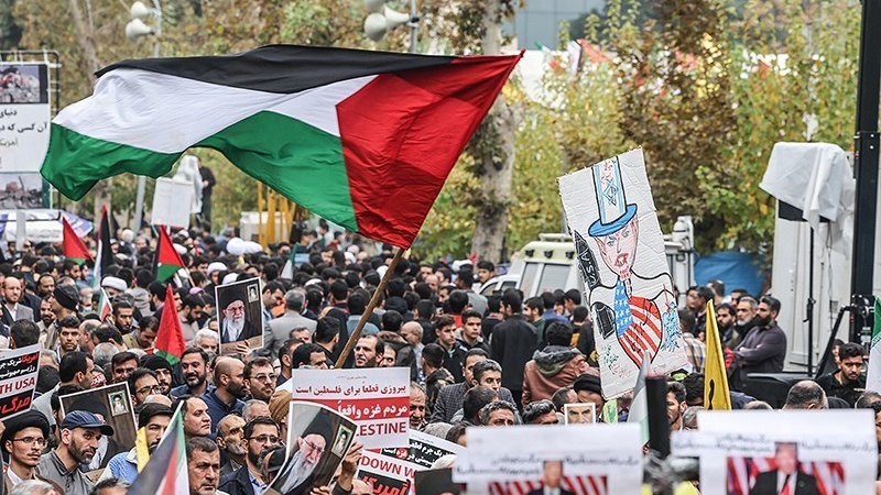 Pawai memperingati 13 Aban di Tehran, Sabtu (4/11/2023).
