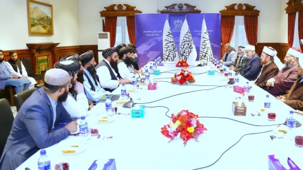 دیدار هیات علمای اتحادیه جهان اسلام با امیرخان متقی در کابل