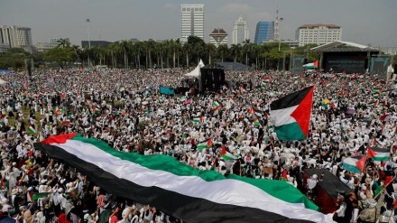 インドネシアで、数千人規模によるパレスチナ支持デモ実施