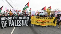 米ニューヨークでのパレスチナ支持者ら