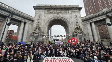 Акция протеста сторонников Палестины в Нью-Йорке