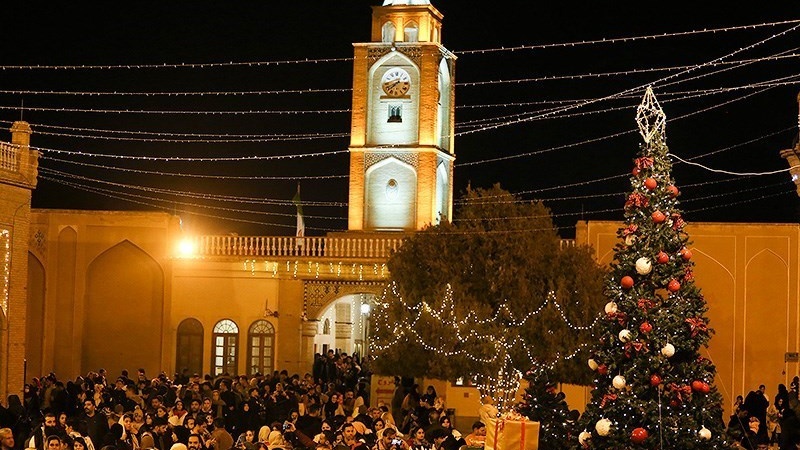 Gereja Vank di Isfahan, Iran, Minggu (24/12/2023) malam.