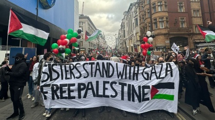 伦敦市民表达对受压迫的巴勒斯坦人民的支持