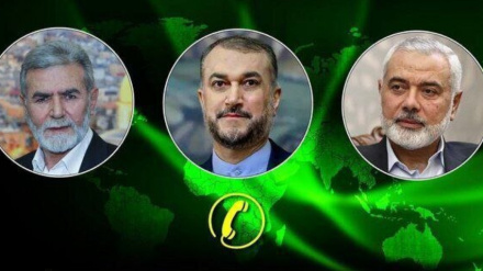 Eýranyň Daşary işler ministriniň Esmail Haniýe  we Ziad Nakhale bilen telefon arkaly söhbetdeşligi