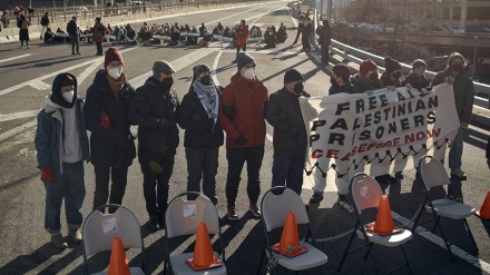 Pro-Palestinian demonstrators block Brooklyn Bridge in New York 