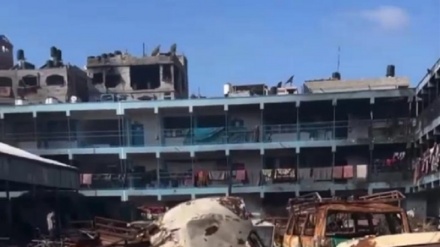 ガザ北部の爆撃された学校の様子