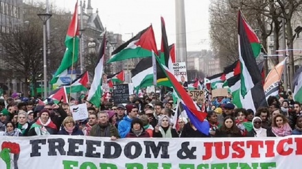 הפגנה גדולה של אירים בתמיפה בפלסטינים