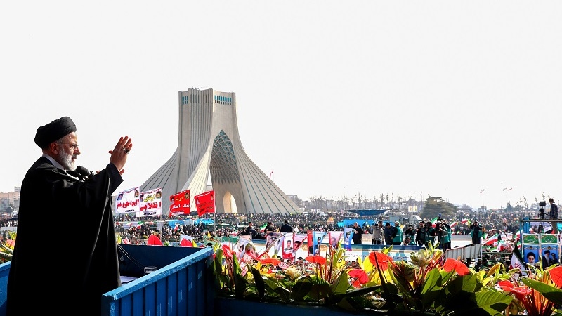 Presiden Iran, Sayid Ebrahim Raisi di acara peringatan ke-45 kemenangan Revolusi Islam