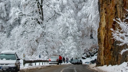 伊朗西部道路积雪的景色 