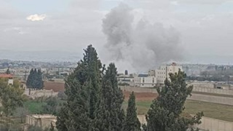 Ilustrasi serangan udara di Damaskus, Suriah oleh jet tempur rezim Zionis Isael.