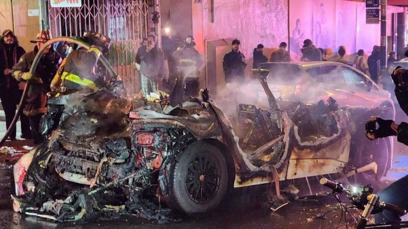 Driverless taxi set ablaze in San Francisco’s Chinatown