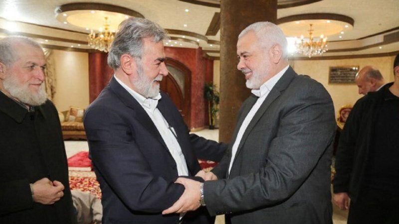 パレスチナ・イスラム抵抗運動ハマスのハニヤ政治局長とパレスチナ・イスラム聖戦運動のナハレ事務局長