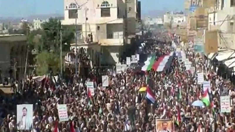 تظاهرات گسترده مردم صعده یمن در حمایت از غزه