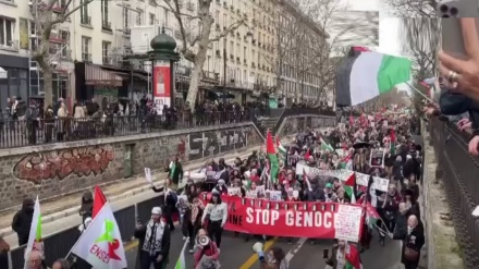 הפגנה בפריז בקריאה להפסקת אש מיידית ברצועת עזה