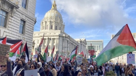 הפגנה בנמל התעופה בסאן פרנסיסקו בדרישה להפסקת אש בעזה