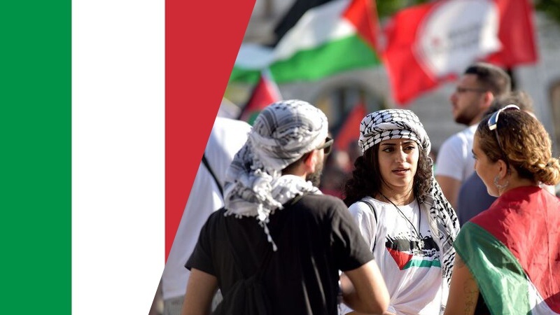 Aksi dukungan warga Italia kepada Palestina
