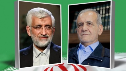 What did Pezeshkian and Jalili say in first debate of second round of Iran's presidential election?