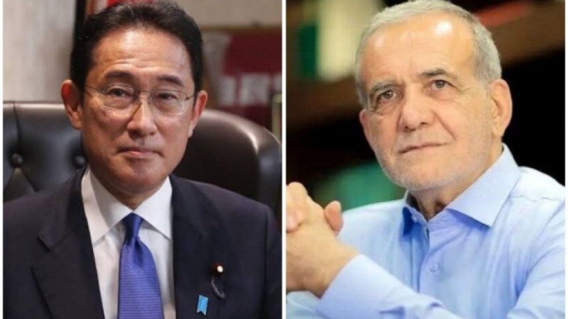 日本の岸田首相とペゼシュキヤーン･イラン次期大統領