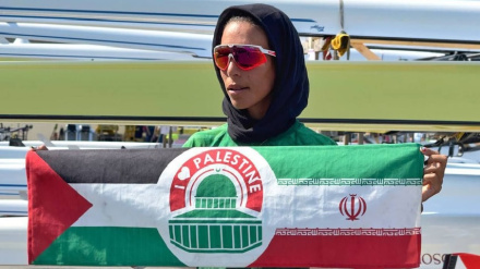 צעירה איראנית הניפה דגל סולידריות בין איראן לפלסטין באולימפיאדת פריז