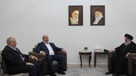 סייד נסראללה נפגש בלבנון עם משלחת של תנועת חמאס