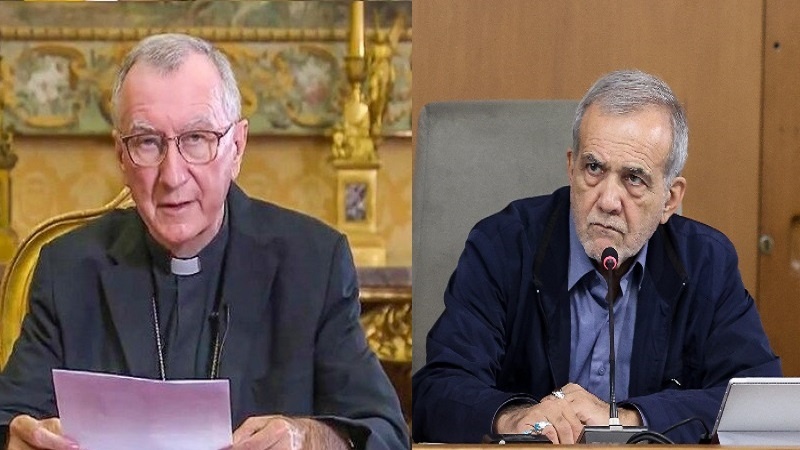 Presiden Iran, Masoud Pezeshkian dan Perdana Menteri Vatikan, Pietro Parolin