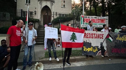 Митинг протеста перед посольством Ливана в Вашингтоне