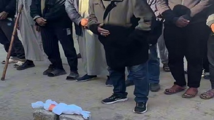 نماز وداع بر پیکر جنین پنج ماهه فلسطینی
