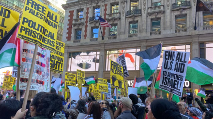 Возгласы поддержки Палестины и прекращения войны в секторе Газа разнеслись по Манхэттену, Нью-Йорк