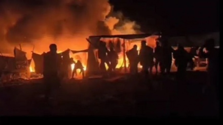 El ataque del régimen israelí a las tiendas de refugiados palestinos; Tres tanques israelíes Merkava fueron atacados