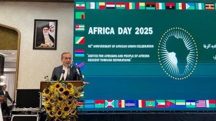Afrika Bileleşiginiň döredilmeginiň 62 ýyllygy mynasybetli geçirilen dabarada Eýranyň Daşary işler ministri: Eýran erkin söwda zolagy görnüşinde Afrika bilen ykdysady hyzmatdaşlygy giňeltmegi nygtaýar