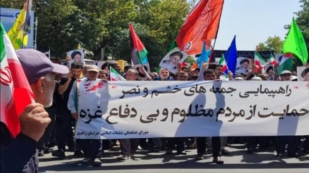 فریاد مرگ بر اسرائیل ایرانیان در راهپیمایی «جمعه‌های خشم و نصر»