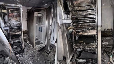 Пожар и разрушение израильского центра безопасности в тишине