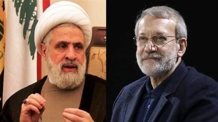 قدردانی دبیرکل حزب‌الله از حمایت‌های جمهوری اسلامی ایران در دیدار با علی لاریجانی