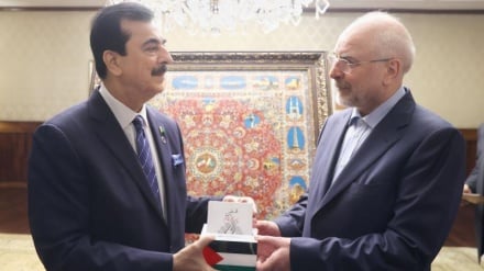 পাকিস্তানের সিনেট চেয়ারম্যানকে ইরানের সর্বোচ্চ নেতার 'ফিলিস্তিনি গণভোট' বই উপহার দিলেন কলিবফ