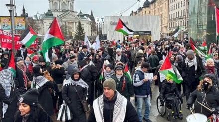 Svezia, manifestazione pro Palestina contro gli attacchi del regime sionista a Gaza