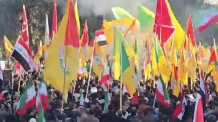 تظاهرات عراقی‌ها در حمایت از ایران و محکومیت سیاست‌های آمریکا