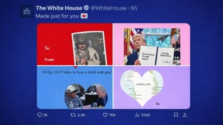 White House shares Valentine’s card featuring Greenland