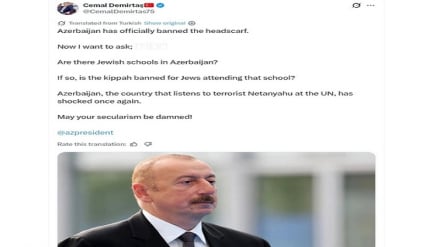 Azerbaycan Cumhuriyeti'nde başörtüsüyle ilgili uygulamalara Türk gazeteciden tepki